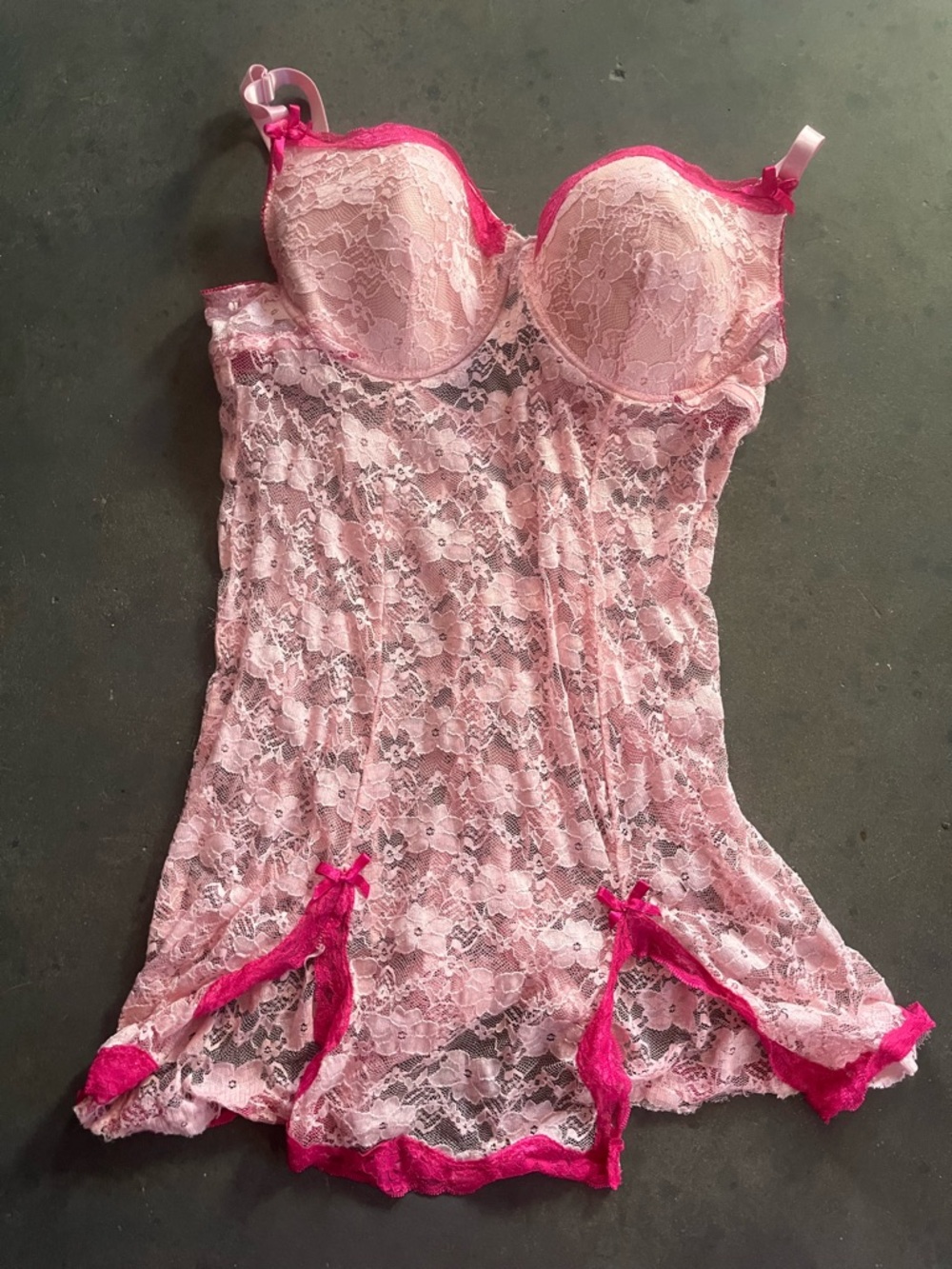 Native Pink Lace Chemise with Hot Pink Trim